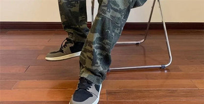 Jeans for Men Spliced Cargo Male Cowboy Pants Camouflage Trousers Punk Straight Xs Y 2k Vintage New in Retro 2025 Trend Baggy