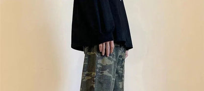 Jeans for Men Spliced Cargo Male Cowboy Pants Camouflage Trousers Punk Straight Xs Y 2k Vintage New in Retro 2025 Trend Baggy