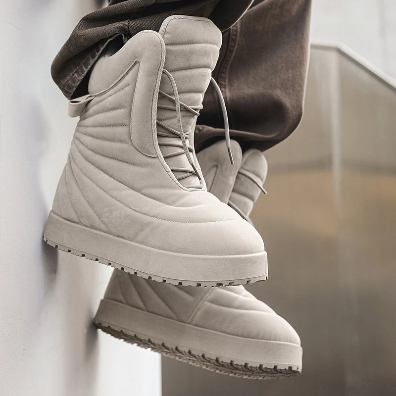Men's high top sneakers for autumn and winter, thick, warm, versatile, trendy, bread shoes, casual sports shoes, snow boots