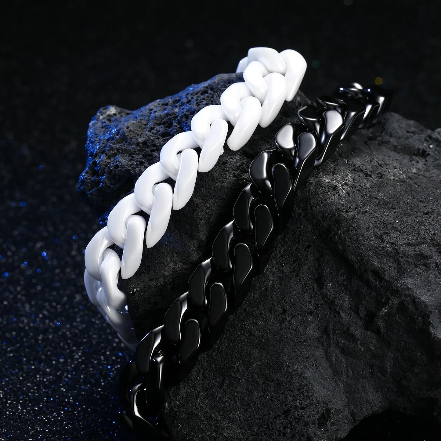 Men's Cuban Link Ceramic Bracelet Hypoallergenic