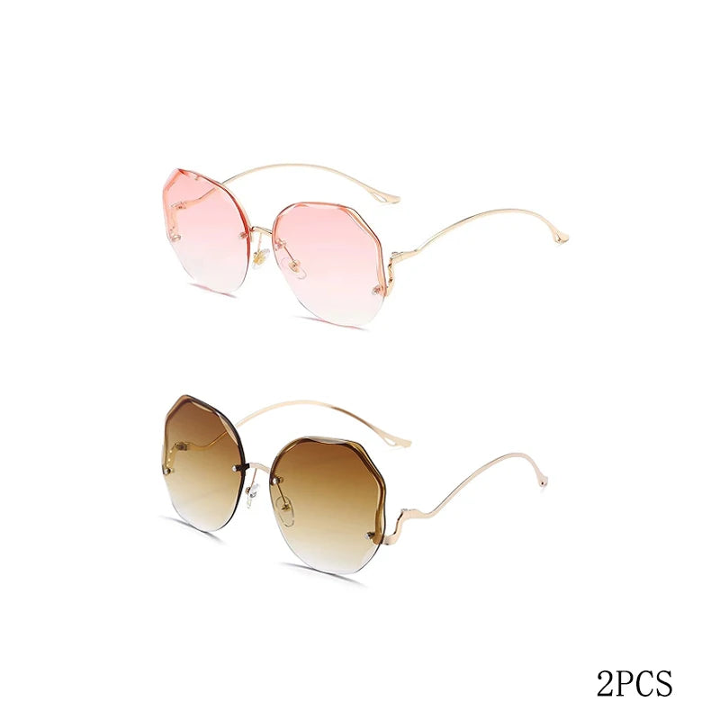 Vintage Oversized Square Cat Eye Sunglasses Women Metal Frame UV400 Protection