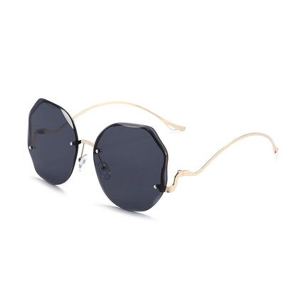 Vintage Oversized Square Cat Eye Sunglasses Women Metal Frame UV400 Protection