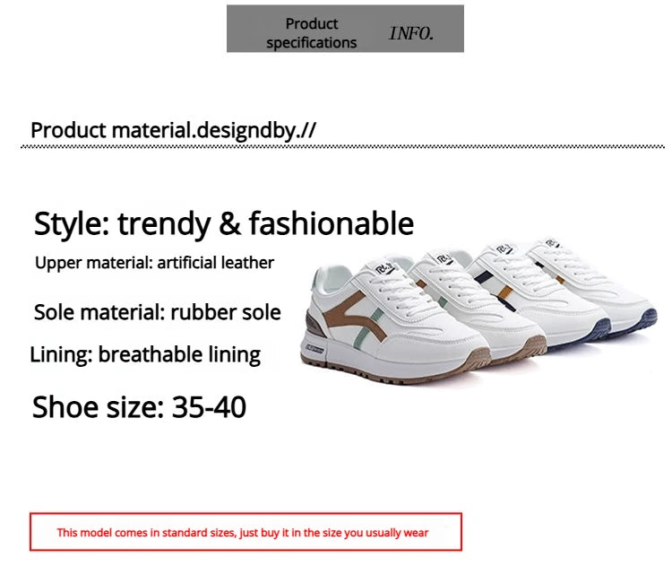 Women's Sports Sneakers Trendy Versatile Women Fashion Leather Sneakers Autumn New Girl Casual Running Shoes Striped Gym Shoes