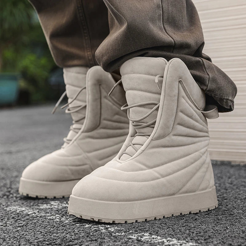 Men's high top sneakers for autumn and winter, thick, warm, versatile, trendy, bread shoes, casual sports shoes, snow boots