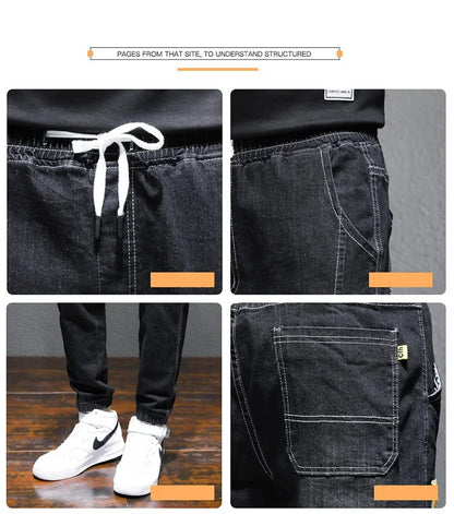 Mens Jeans Harem Pants Fashion Pockets Desinger Loose fit Baggy Moto Jeans Men Stretch Retro Streetwear Relaxed Tapered Jeans