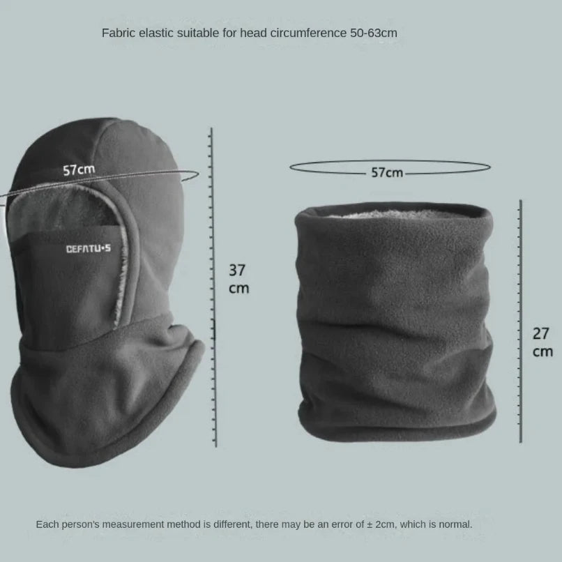 Warm Headgear Fleece Balaclava Cycling Cap Cold-proof Windproof Warm Hood and Hat Thicken Thermal Ski Windproof Cap Women Men