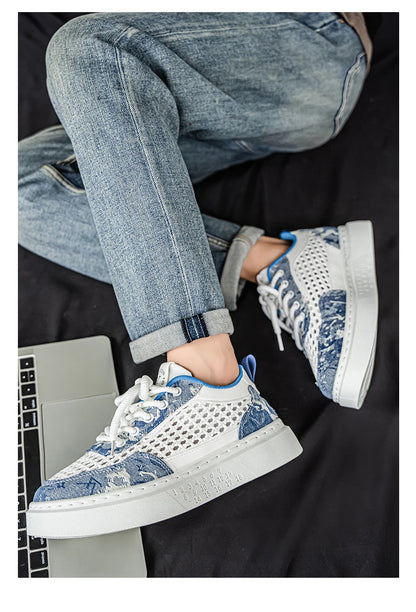 New Sneakers Casual Mens Designer Ethnic Style Board Shoes Fashion Fabric Breathable Increased Internal Flat Platform Shoes39-44