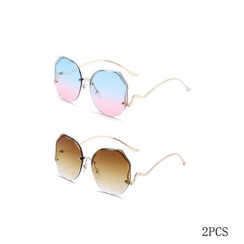Vintage Oversized Square Cat Eye Sunglasses Women Metal Frame UV400 Protection