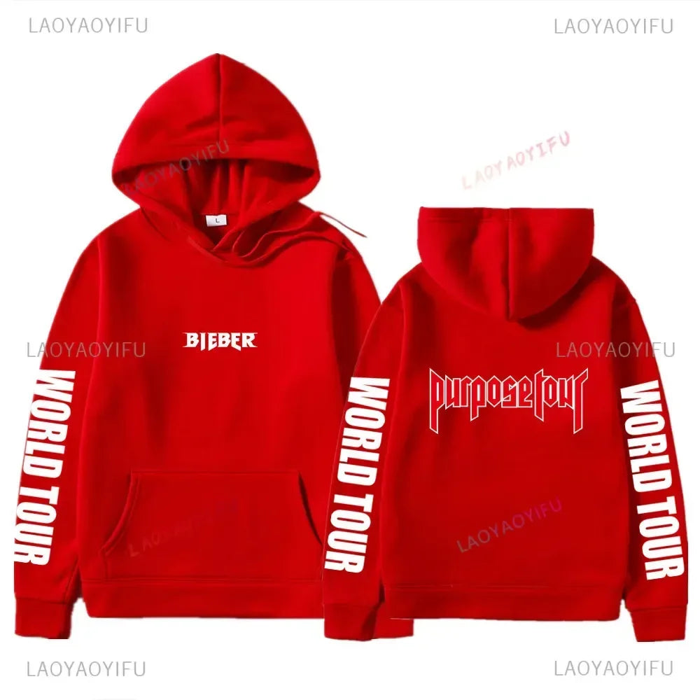 Hoodies Men Justin Bieber Purpose Tour fashion Print Hip Hop Streetwear Fleece Warm Hoody Men Women Pullover Hoodie Sweatshirt