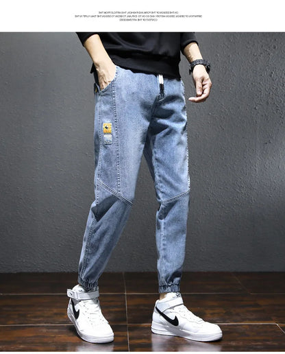 Mens Jeans Harem Pants Fashion Pockets Desinger Loose fit Baggy Moto Jeans Men Stretch Retro Streetwear Relaxed Tapered Jeans