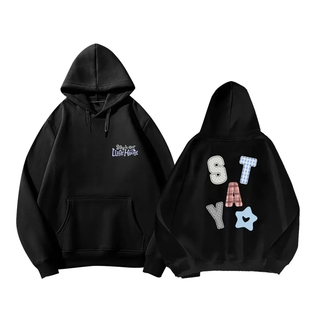 Hoodies STAY In Our Little House Zipper Hoodie Kpop Fashion Star Same Letter Print Sweatshirt High Quality Cotton Thick T Shirt