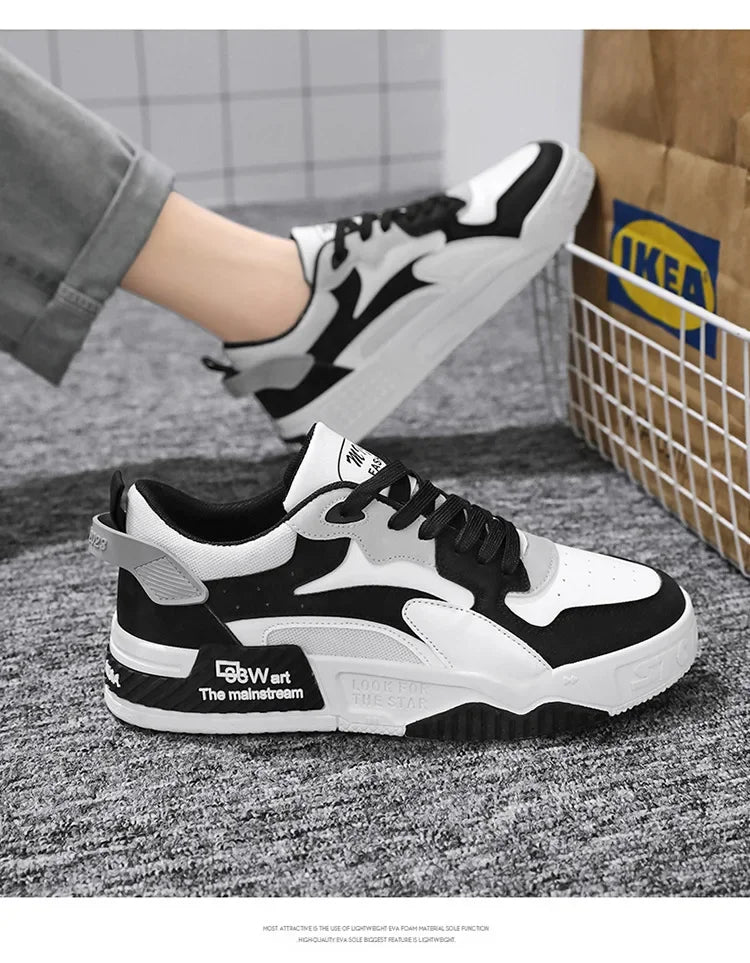 Men's Sneakers Men's Comfortable Platform Shoes 2024 Trend Lace-up Vulcanized Shoes White Casual Sneakers Zapatillas