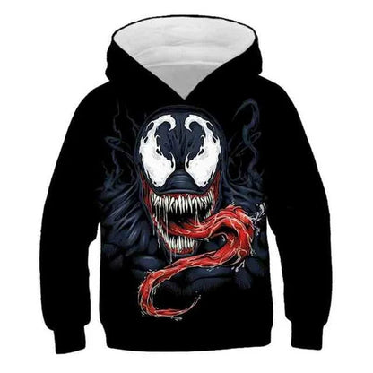 Girls Spring Marvel Spider-Man Venom Hoodie Superhero 3D Print Baby Boy Clothes Kids Casual Sportswear Hooded