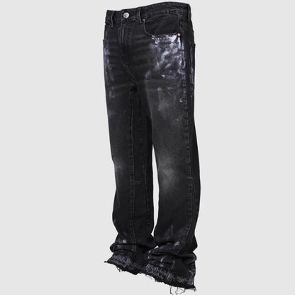 Jeans Men Vintage Straight Pants Mid Waist Stretch Distressed Washed Pockets Button Basics Trousers 2025 Streetwear Denims