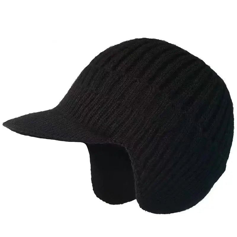 Knitted Beanie with Brim and Ear Flap for Men