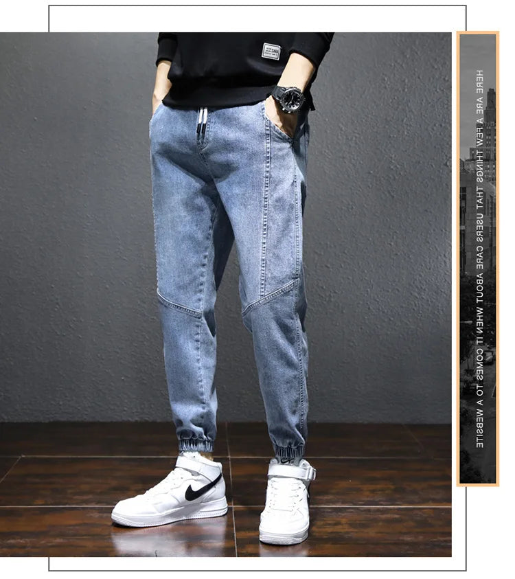 Mens Jeans Harem Pants Fashion Pockets Desinger Loose fit Baggy Moto Jeans Men Stretch Retro Streetwear Relaxed Tapered Jeans