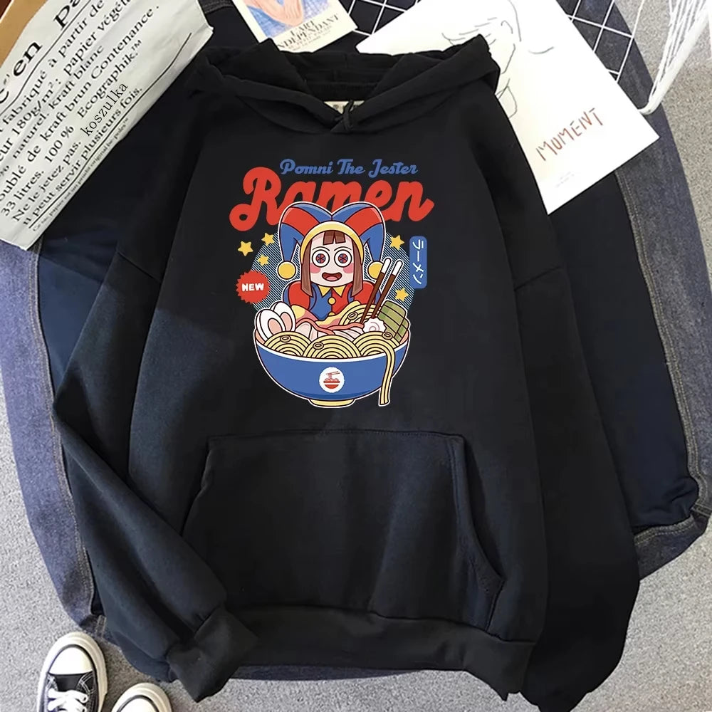 Hoodie Digital Circus Jax Ramen Fashionable and Fun Women Caine Pomni Hoodie Men Cute Rabbit Noodle Printed Hoodie