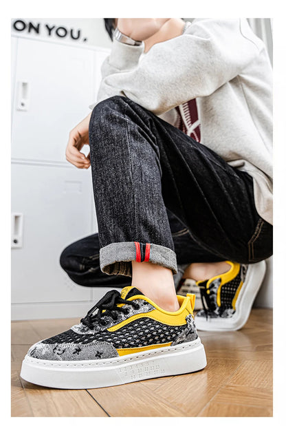 New Sneakers Casual Mens Designer Ethnic Style Board Shoes Fashion Fabric Breathable Increased Internal Flat Platform Shoes39-44