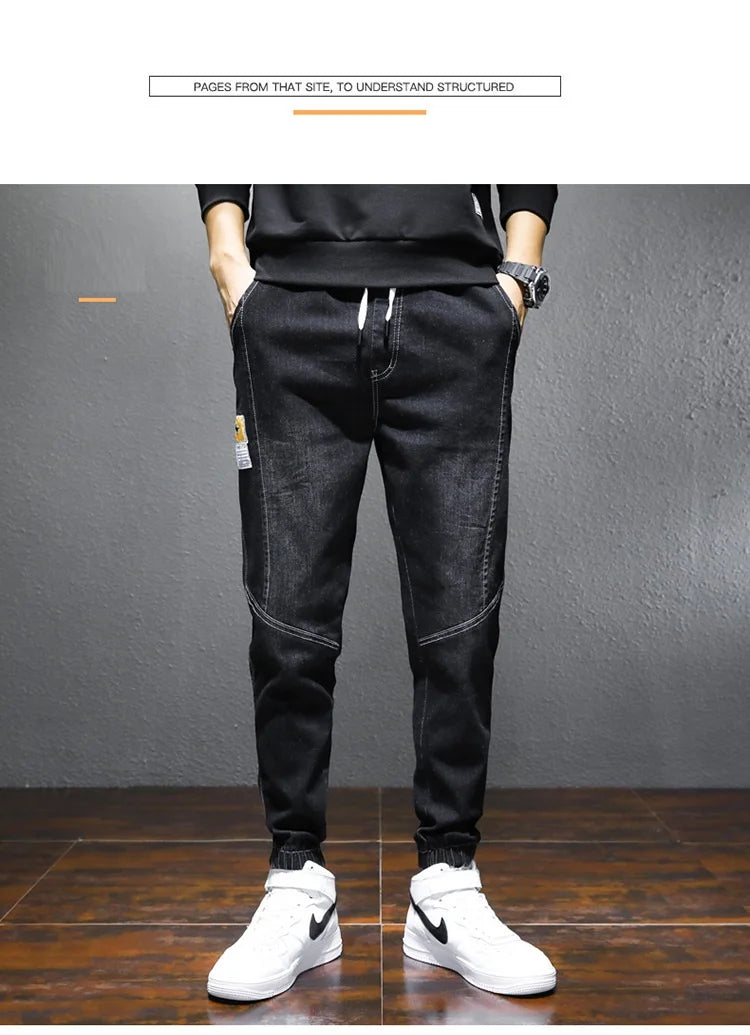Mens Jeans Harem Pants Fashion Pockets Desinger Loose fit Baggy Moto Jeans Men Stretch Retro Streetwear Relaxed Tapered Jeans