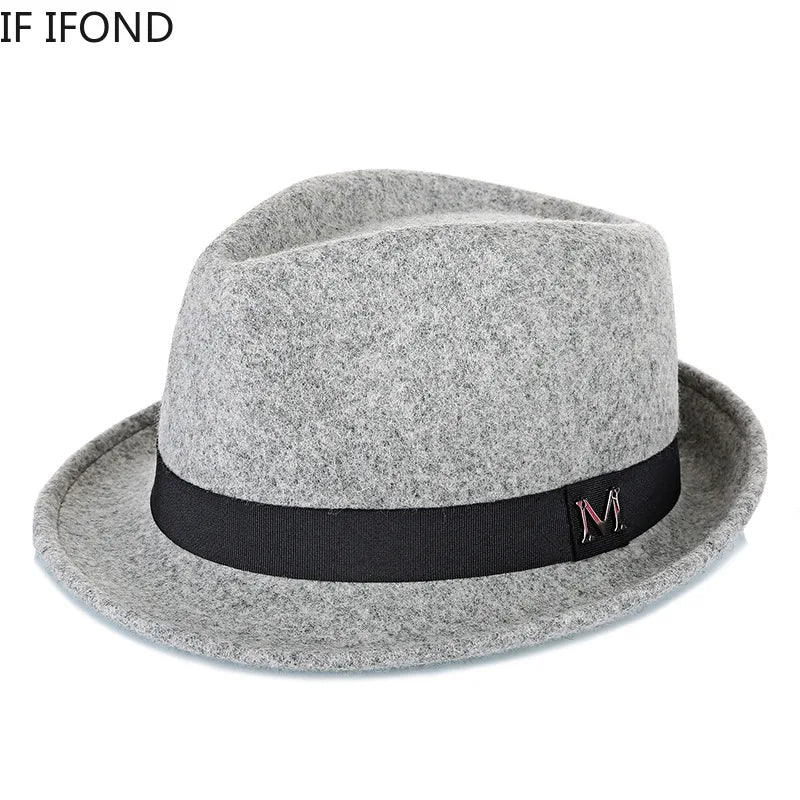 Men Winter Thick Warm Felt Fedora Hats Wool