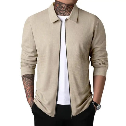 Outerwear Men's Autumn New Youth Waffle Lapel Slim Cardigan Men's Jacket  Ropa De Hombre Techwear Baseball Jacket Jaquetas