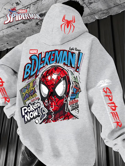 Men'S Hooded Hoodie Spider-Man Graffiti StyleFull of Personalized Back Cartoon Print Winter New Commuter Street Casual Hoodie