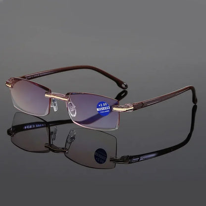 Reading Glasses Men Anti Blue Rays Presbyopia Goggles Women Vintage Rimless Eyewear Diopter +1.0 1.5 2.0 2.5 3.0 3.5 4.0 Окуляри