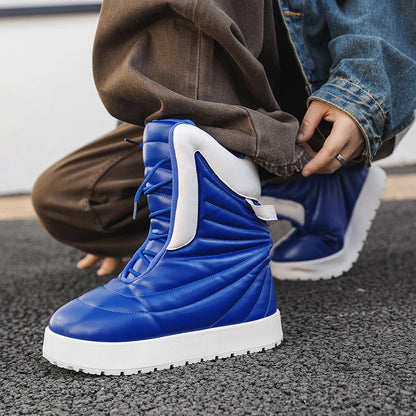 Men's high top sneakers for autumn and winter, thick, warm, versatile, trendy, bread shoes, casual sports shoes, snow boots