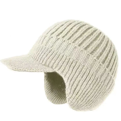 Knitted Beanie with Brim and Ear Flap for Men
