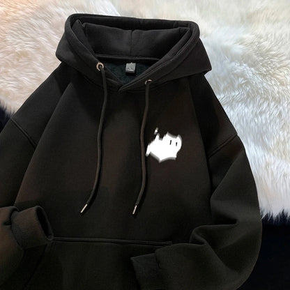 Hoodie Men's Trendy Brand Versatile Hong Kong Style High Street American Printed Top Autumn and Winter Coat Streetwear Anime