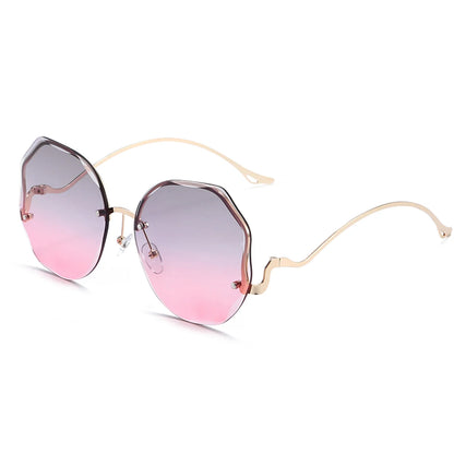 Vintage Oversized Square Cat Eye Sunglasses Women Metal Frame UV400 Protection