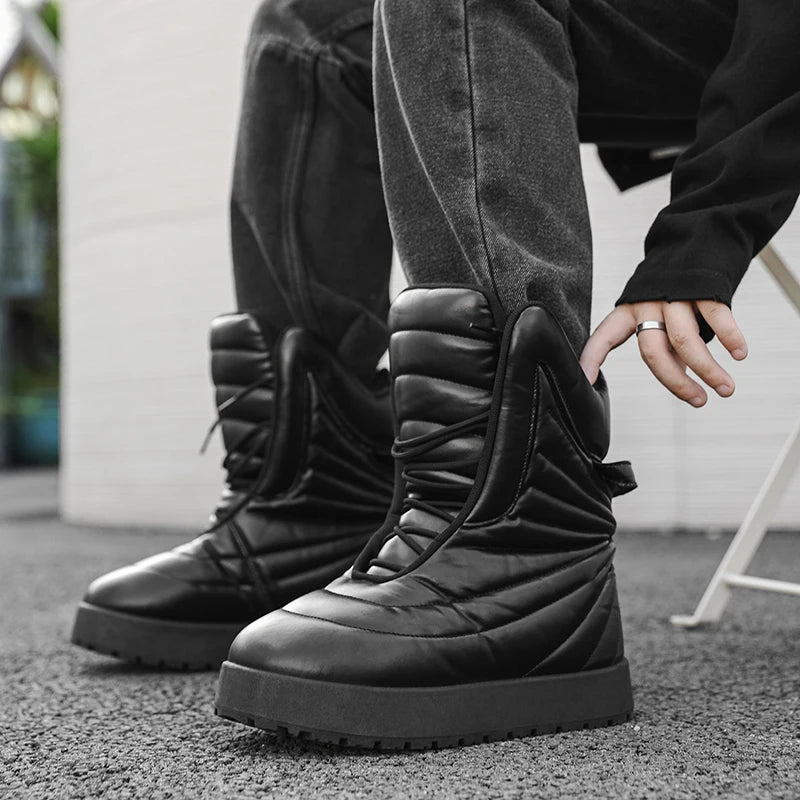 Men's high top sneakers for autumn and winter, thick, warm, versatile, trendy, bread shoes, casual sports shoes, snow boots