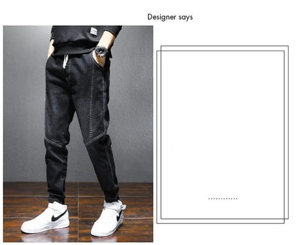 Mens Jeans Harem Pants Fashion Pockets Desinger Loose fit Baggy Moto Jeans Men Stretch Retro Streetwear Relaxed Tapered Jeans