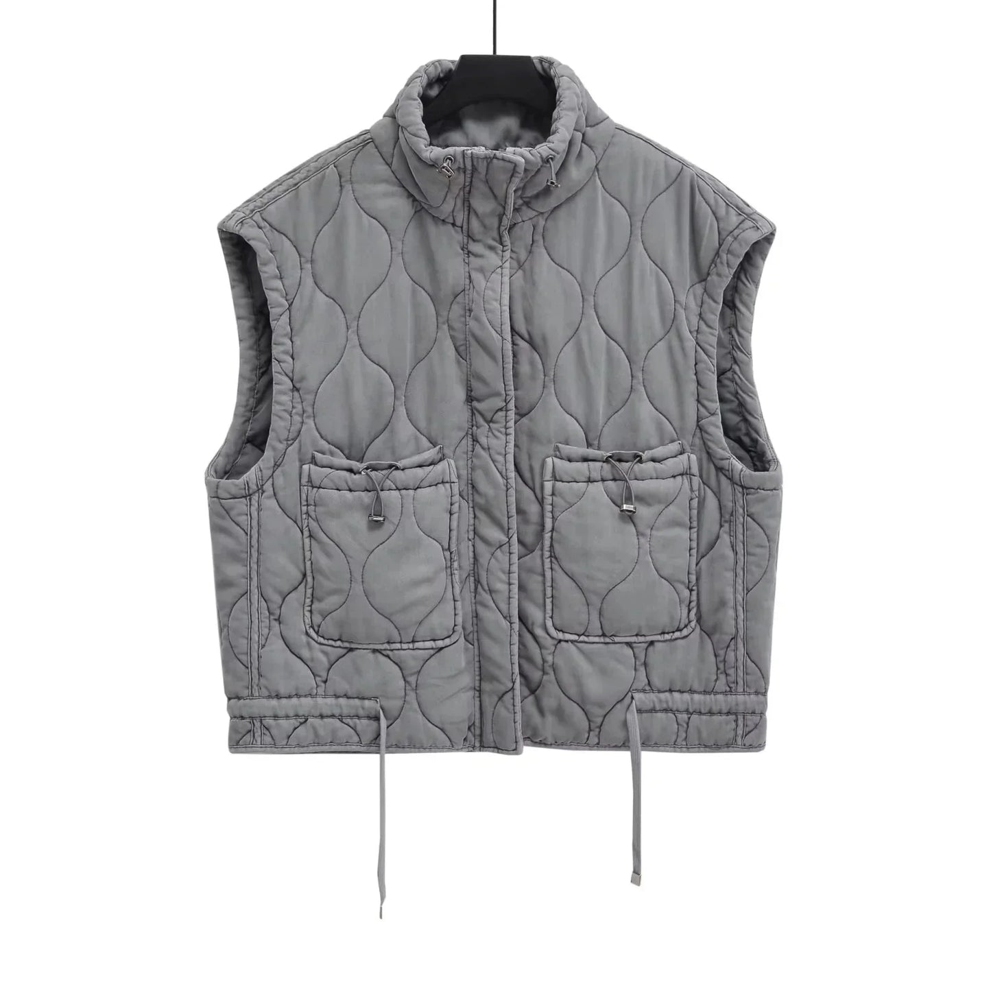 2026 Autumn Winter Fashion Washing Waistcoat Vintage Sleeveless Female Outerwear Chic Vest Tank Top Women Standing Collar Light
