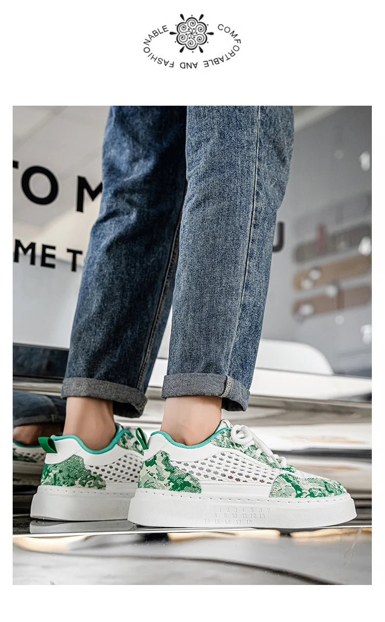 New Sneakers Casual Mens Designer Ethnic Style Board Shoes Fashion Fabric Breathable Increased Internal Flat Platform Shoes39-44