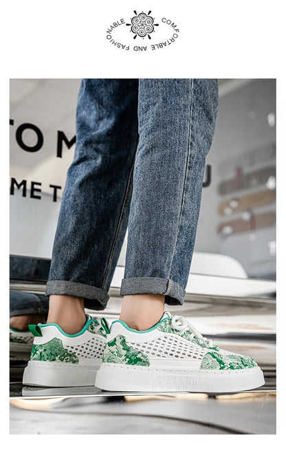 New Sneakers Casual Mens Designer Ethnic Style Board Shoes Fashion Fabric Breathable Increased Internal Flat Platform Shoes39-44