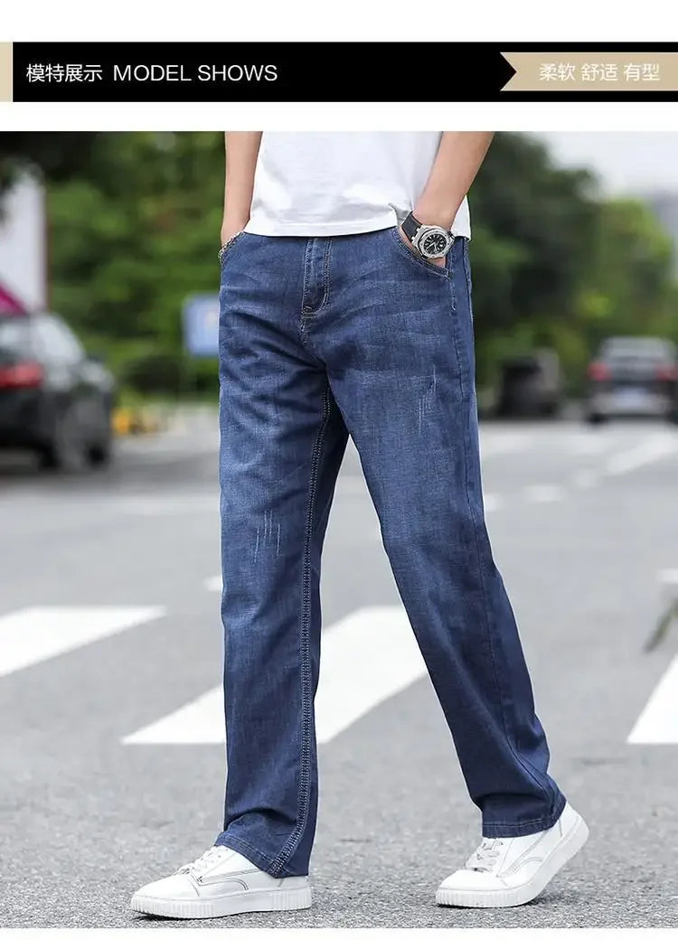 Jeans Men's Summer Straight Leg Loose Large Leg Autumn Thick Wear-resistant Men's Casual Pants Korean Trousers