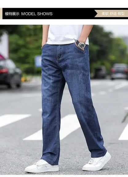 Jeans Men's Summer Straight Leg Loose Large Leg Autumn Thick Wear-resistant Men's Casual Pants Korean Trousers