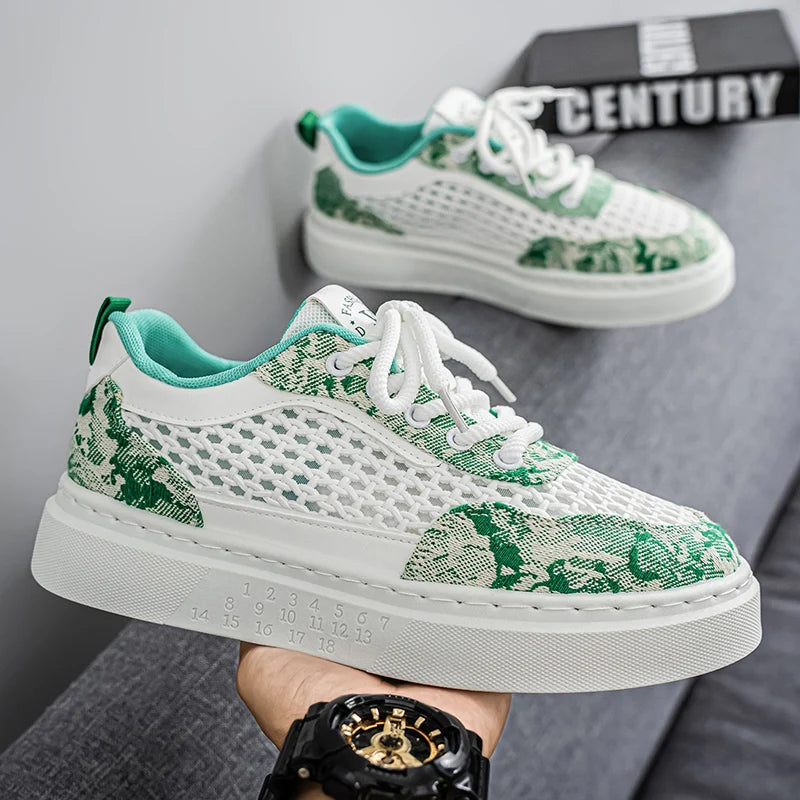New Sneakers Casual Mens Designer Ethnic Style Board Shoes Fashion Fabric Breathable Increased Internal Flat Platform Shoes39-44