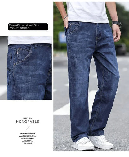 Jeans Men's Summer Straight Leg Loose Large Leg Autumn Thick Wear-resistant Men's Casual Pants Korean Trousers