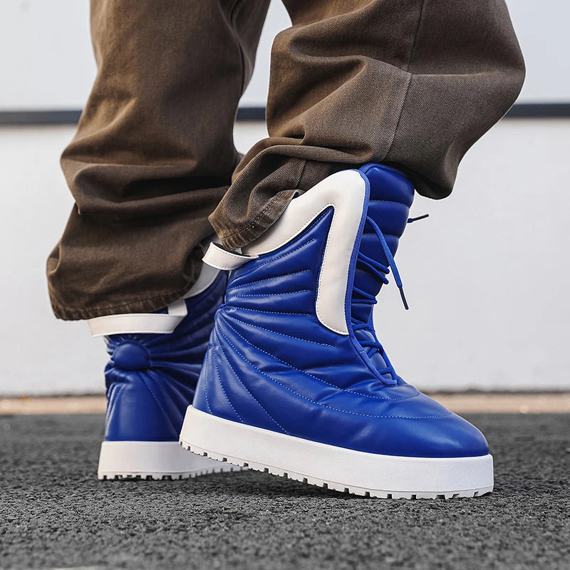 Men's high top sneakers for autumn and winter, thick, warm, versatile, trendy, bread shoes, casual sports shoes, snow boots