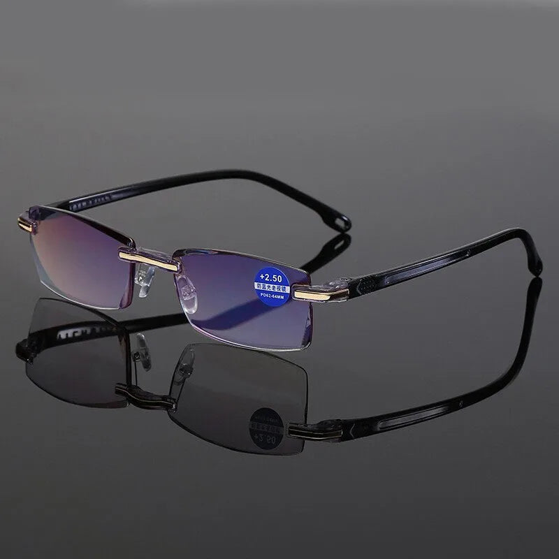 Reading Glasses Men Anti Blue Rays Presbyopia Goggles Women Vintage Rimless Eyewear Diopter +1.0 1.5 2.0 2.5 3.0 3.5 4.0 Окуляри