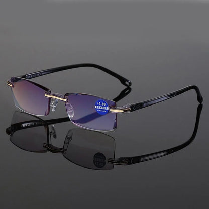 Reading Glasses Men Anti Blue Rays Presbyopia Goggles Women Vintage Rimless Eyewear Diopter +1.0 1.5 2.0 2.5 3.0 3.5 4.0 Окуляри