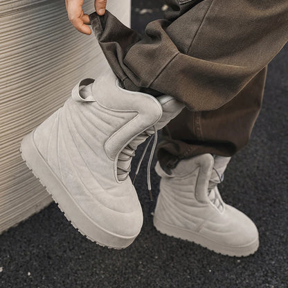Men's high top sneakers for autumn and winter, thick, warm, versatile, trendy, bread shoes, casual sports shoes, snow boots