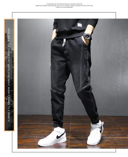 Mens Jeans Harem Pants Fashion Pockets Desinger Loose fit Baggy Moto Jeans Men Stretch Retro Streetwear Relaxed Tapered Jeans