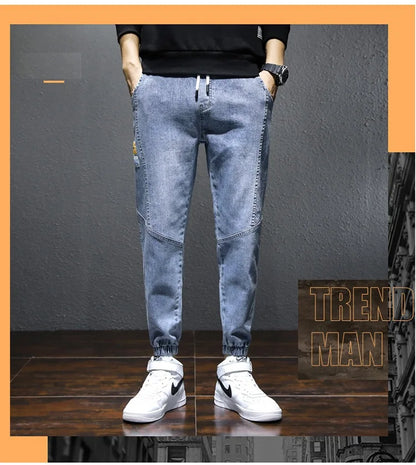 Mens Jeans Harem Pants Fashion Pockets Desinger Loose fit Baggy Moto Jeans Men Stretch Retro Streetwear Relaxed Tapered Jeans