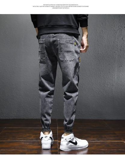 Mens Jeans Harem Pants Fashion Pockets Desinger Loose fit Baggy Moto Jeans Men Stretch Retro Streetwear Relaxed Tapered Jeans