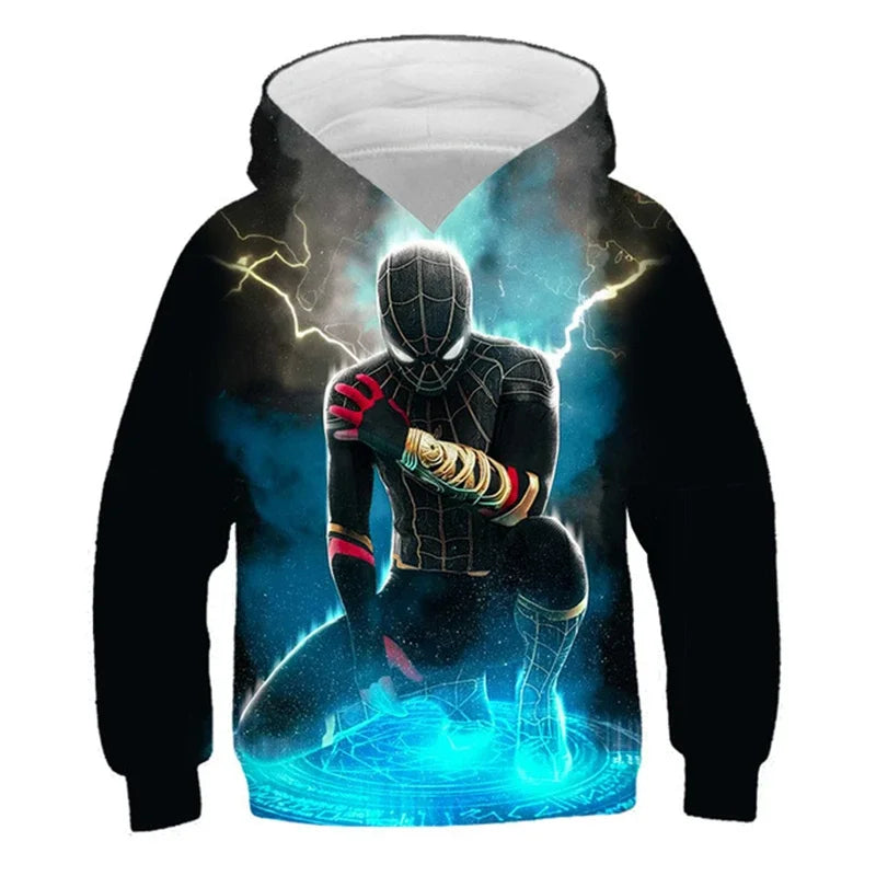 Girls Spring Marvel Spider-Man Venom Hoodie Superhero 3D Print Baby Boy Clothes Kids Casual Sportswear Hooded