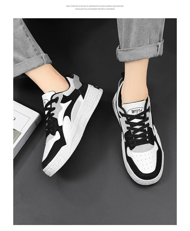 Men's Sneakers Men's Comfortable Platform Shoes 2024 Trend Lace-up Vulcanized Shoes White Casual Sneakers Zapatillas