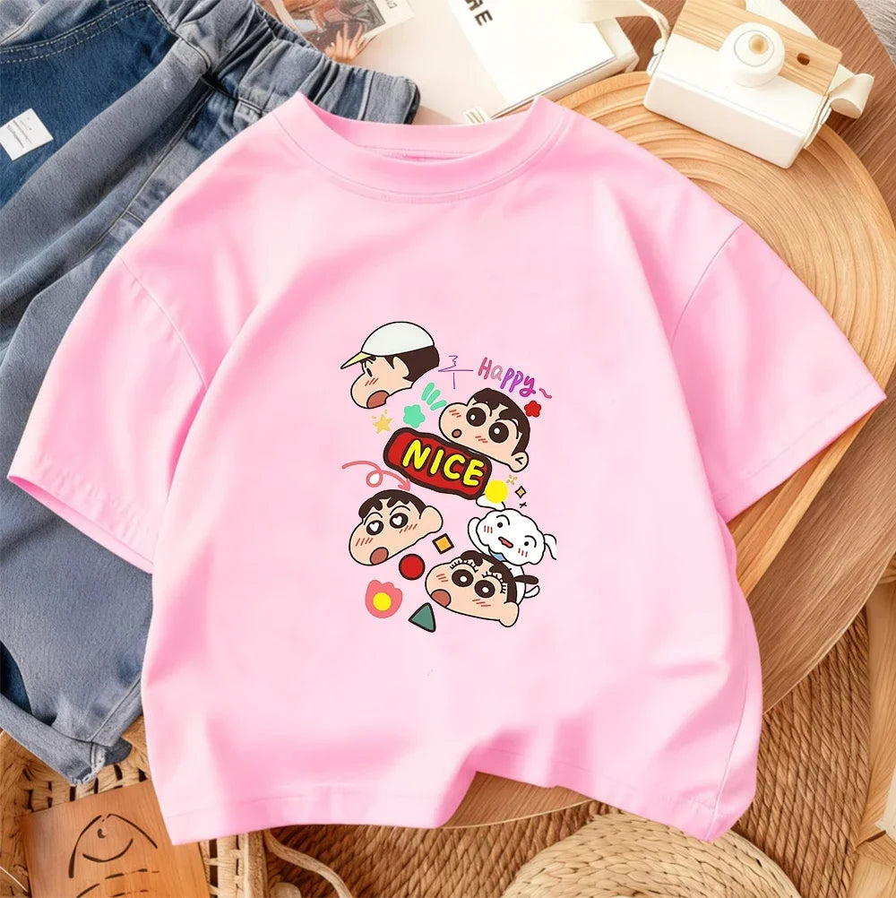 Summer Trendy Casual Tee Cute Cartoon Print tops